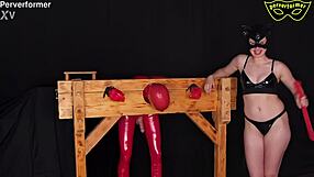 hey slave, feel the humiliation bound in garage pillory heels?