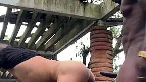 Huge muscled black bodybuilder spanks curvy czech fatty in wild outdoor public gay street orgy!