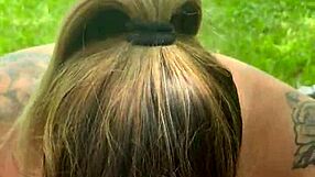 Outdoor Blonde Deepthroat Blowjob Swallows Hot Cum