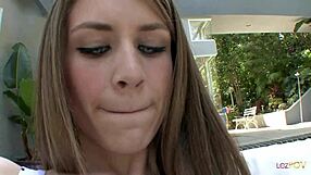 Lesbian Blonde Obsessed With Brunette Bestie's Shaved Pussy Kissing Licking