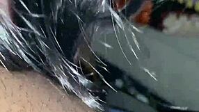 Sloppy sucking on big black monster cock close up