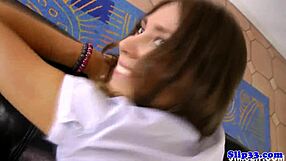 Sexy athlete babe fucks hard creampies tight shaved pussy sport style