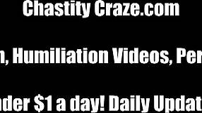 Femdom locks your throbbing cock in tiny bdsm chastity cage