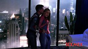 superheroes corner spider girl lula in sexmex latina group bang frenzy
