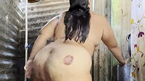 showering in public bathroom groping my huge latina ass and dripping pussy