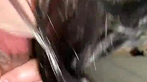 Sloppy sucking on big black monster cock close up
