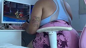 Chubby gamer farts in leggings during embarrassing online fail