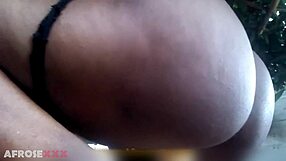 Big Black Ass Bounces Wildly On Thick Dick Outdoors