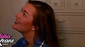 Teen Nurse Deepthroats and Swallows Cum in Homemade Uniform Play