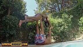 Ebony babe delivers sloppy blowjob to american yoga teacher
