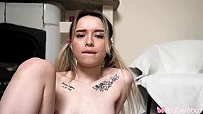 karolina geiman spreads her shaved pussy wide fingering to a squirting orgasm in 4k