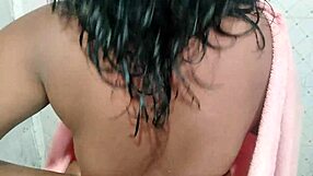 hot chubby brunette housewife mom with big natural tits bathes showing huge ass and curly hair in bathroom casting