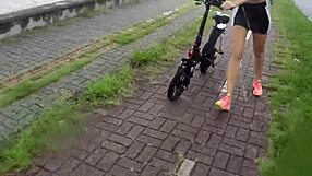 whoa, these two hotties pedaling without panties in the rain - barbara alves pernocas