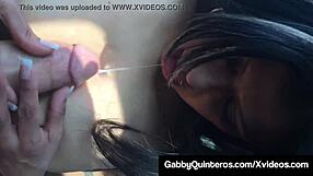 Mexican Milf Gabby Quinteros Deepthroats Cock in Car Cumshot
