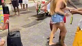 Amateur blonde latina nerd gets anal pounded raw on street