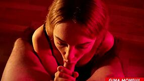 This milf shows off her sexy ass while giving a blowjob and swallowing in homemade pov