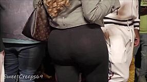 That juicy bubble butt latina in spandex gets spied on hard