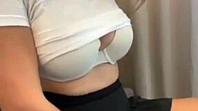 Stepmom flashes bra in short skirt