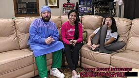 my neighbor alix avery spreads for first gyno exam with latex gloves and anal fingering