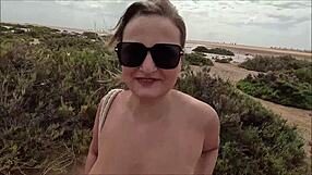 Whoa, Linamila's stormy public beach fuck with huge cock bareback!