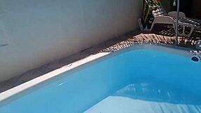 caught me fingering by pool so you rammed your cock hard in me right