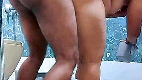 Hardcore Bathroom Pound! Big Ass Model Nadiya Deepthroats Dom's Cock!