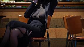 Submissive secretary intern exposed outdoors as cuckold slave