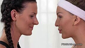 Fitness lesbians crave deep fingering and wet yoga licks in gym