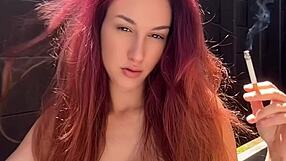 wanna watch italian milf artemisia love smoke while teasing her huge tits outdoors?