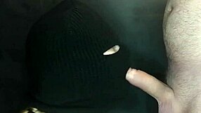 my stepsis hides her face in balaclava but her hot mouth deepthroats my huge cock so good