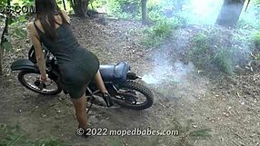 vintage 2-stroke dirtbikes rev with hot babes in enduro trailer