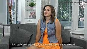 Chubby virgin Sandra Bulka masturbates in casting defloration