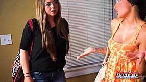 skinny blonde madelyn and brunette sofia finger each others shaved twats