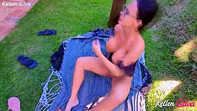 Cheating brazilian milf fucked doggystyle by lover outdoors