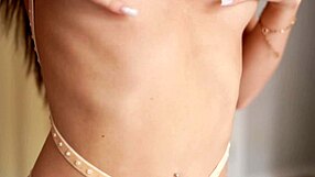 Skinny Brunette Babe Moans Shaking Tight Ass on Vibrator in Bed