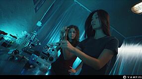 what if vampire monstergirls dominated a busty slave in wet lesbian threesome scissoring?