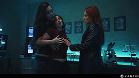 what if vampire monstergirls dominated a busty slave in wet lesbian threesome scissoring?