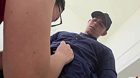 i seduce security boss into quick pussy ride at work in heels glasses