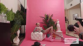 bts blonde sasha beart slurps bryan gozzling's cock sloppy wet