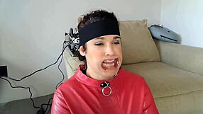 wife's head locked on fucking machine delivers the greatest gagging blowjob ever