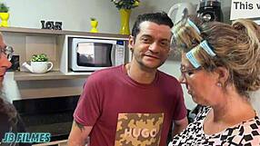 Friends visit home and double penetrate my naughty grandma