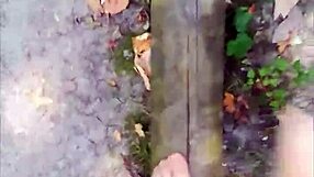 whoa, balancing outdoors in sheer pantyhose heels barefoot tease!