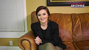 short hair kylie deepthroats sloppy then swallows cum like pro
