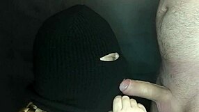 my stepsis hides her face in balaclava but her hot mouth deepthroats my huge cock so good