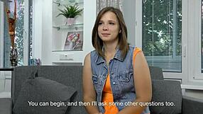 Chubby virgin Sandra Bulka masturbates in casting defloration