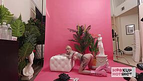 bts blonde sasha beart slurps bryan gozzling's cock sloppy wet