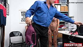 Step mom Mckenzie Lee and teen Natalia Nix ride officer's cock bent over office desk