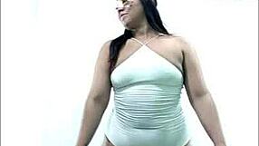 fat latina slut's big ass claps hard in sexy lingerie tattoo