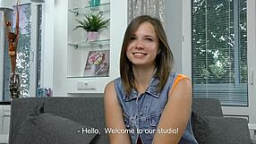 Chubby virgin Sandra Bulka masturbates in casting defloration
