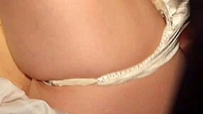 Satin panties wife spreads wide for deep creampie after intense passionate pounding session